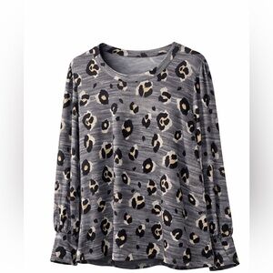 Maurices Gray Leopard Print Long Sleeve Top